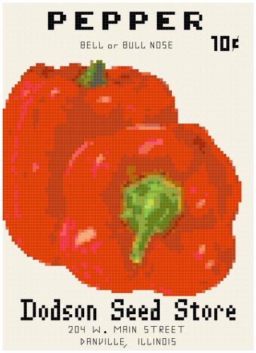 Antique Pepper Seed Packet Pattern Chart Graph