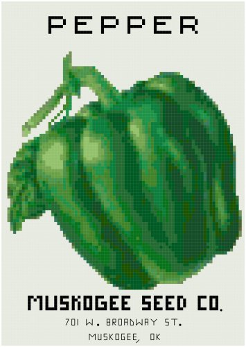 Antique Green Pepper Seed Packet Pattern Chart Graph