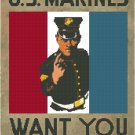 U.S. Marines Want You WWI Poster Pattern Chart Graph U.S. Marines Want You WWI Poster Pattern Chart Graph
