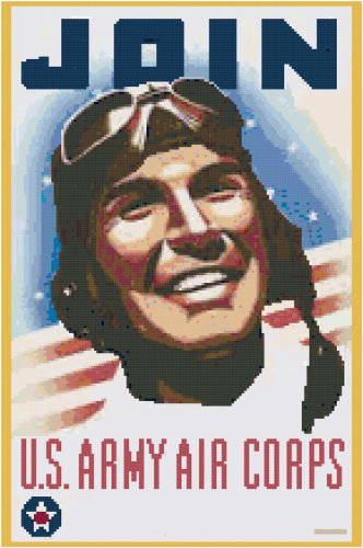 Join the Army Air Corps WWII Poster Cross Stitch Pattern Chart Graph
