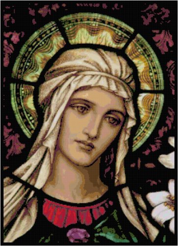 Virgin Mary in Stained Glass Pattern Chart Graph