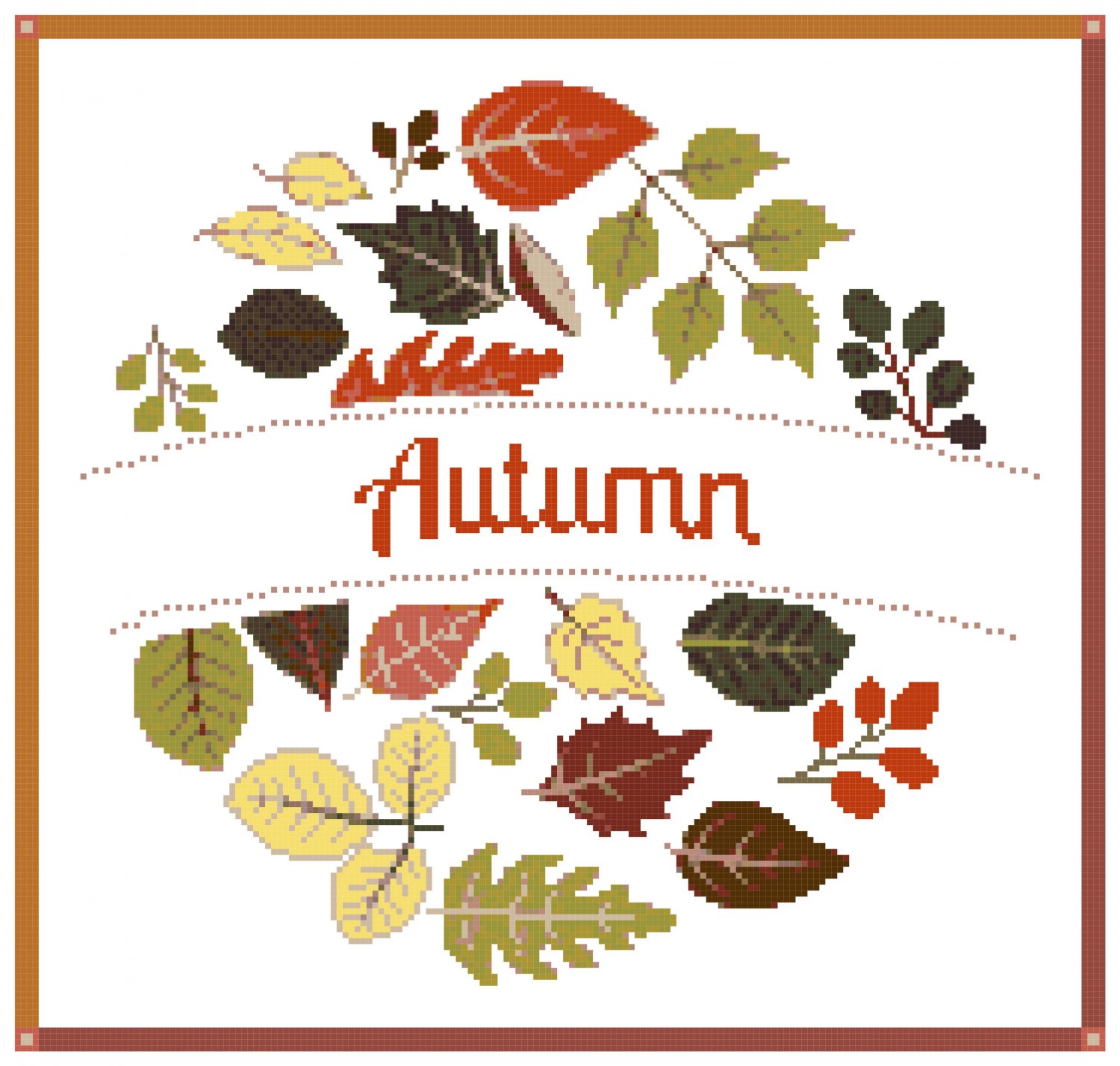 Autumn Wreath Cross Stitch Pattern Chart Graph