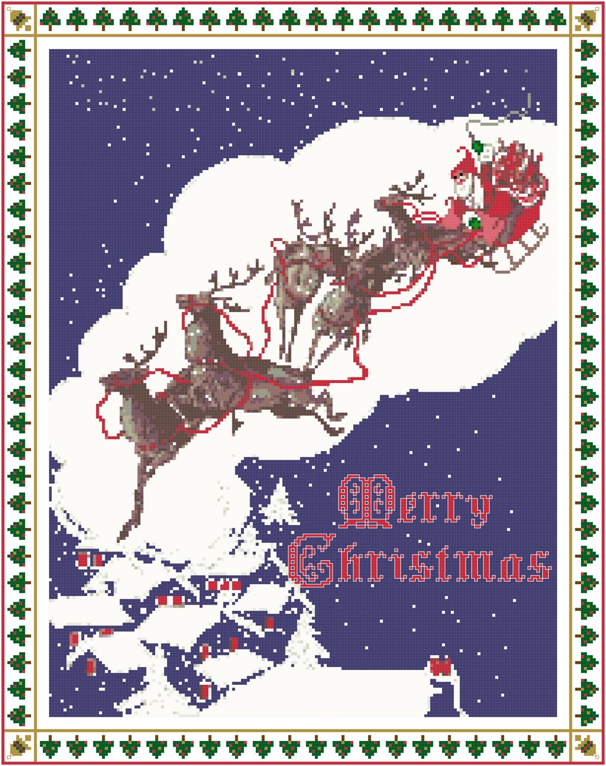 Night Before Christmas Cross Stitch Pattern Chart Graph