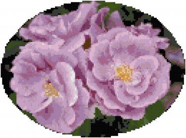 Lavender Roses Cross Stitch Pattern Chart Graph