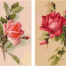 Pink Rose and Deep Rose Roses Cross Stitch Pattern Set of 2