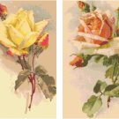Yellow and Peach Roses Set of 2 Cross Stitch Pattern Graph Chart