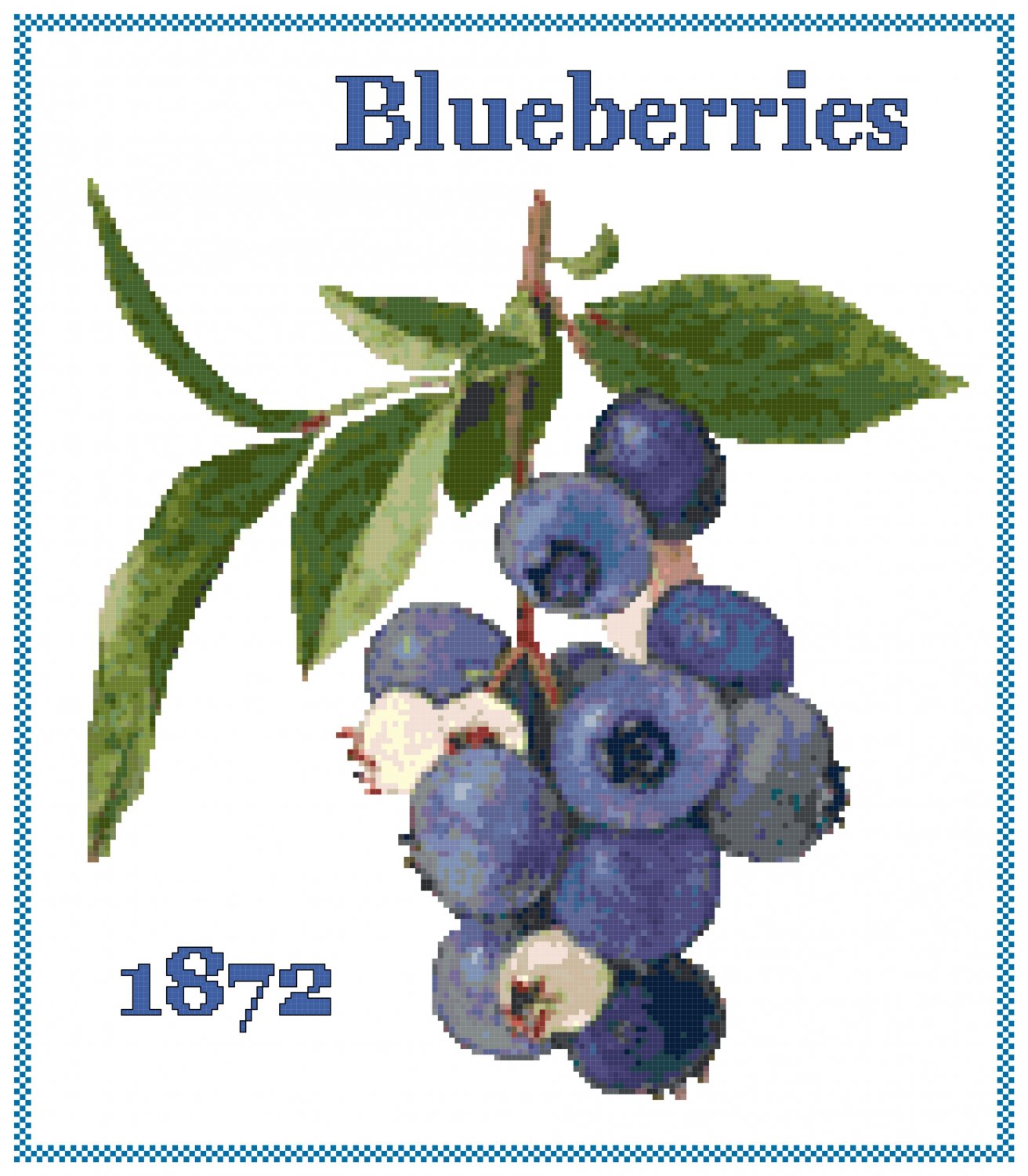 Blueberries Cross Stitch Pattern Chart Graph