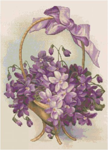 Violet Basket Cross Stitch Pattern Chart Graph