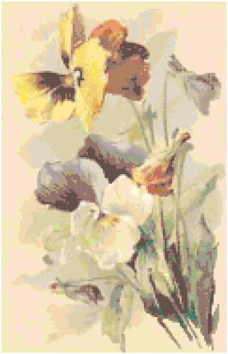 Bi-Color Iris Cross Stitch Pattern Chart Graph