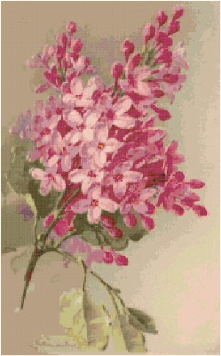 Pink Lilacs Cross Stitch Pattern Chart Graph by Catherine Klein