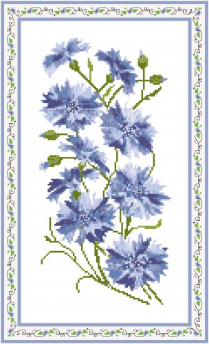 Cornflowers Cross Stitch Pattern Chart Graph