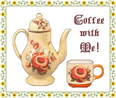 Coffee With Me! Cross Stitch Pattern Chart Graph