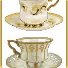 Elegant French Teacups Cross Stitch Pattern Chart Graph