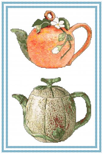 Fruity Teapots 2 Cross Stitch Pattern Chart Graph