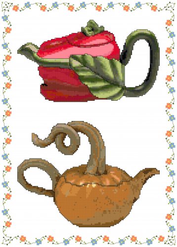 Veggie Teapots Cross Stitch Pattern Chart Graph