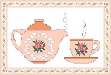 Tea Is Waiting Cross Stitch Pattern Chart Graph