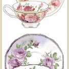 Roses, Roses, Teacups Cross Stitch Pattern Chart Graph
