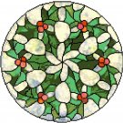 Mistletoe and Holly in Stained Glass Cross Stitch Pattern Chart Graph