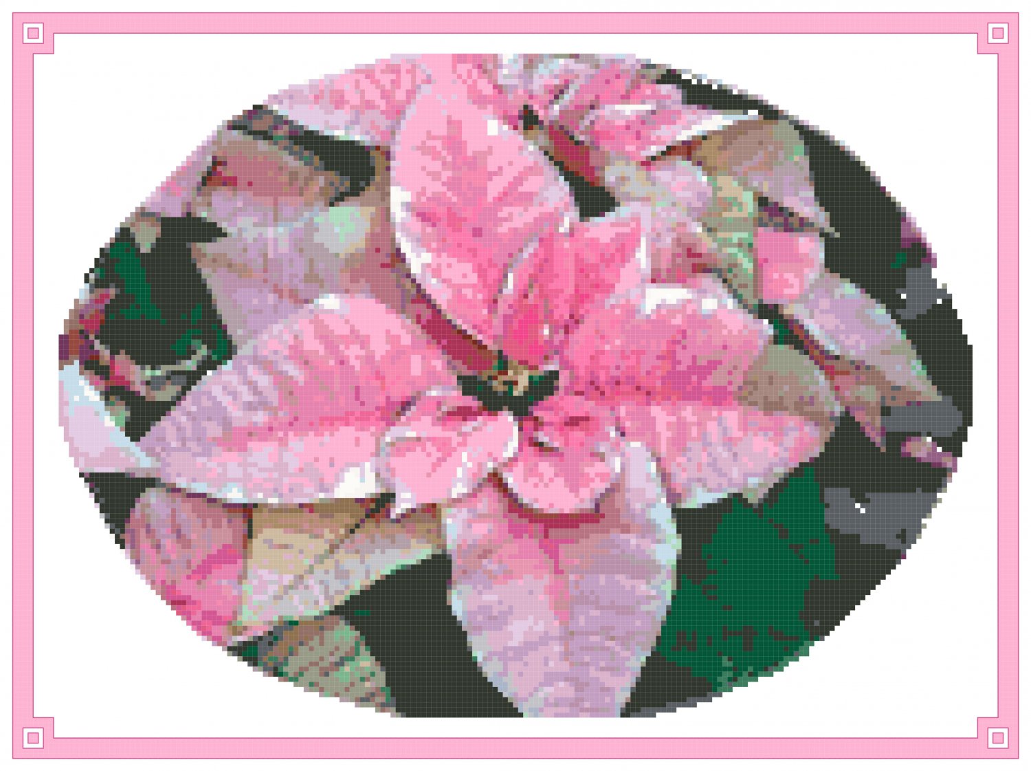 Pink Poinsettia Cross Stitch Pattern Chart Graph