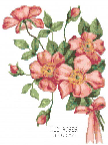 Tussie Mussie Wild Roses Cross Stitch Pattern Chart Graph
