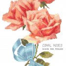 Tussie Mussie Coral Roses Cross Stitch Pattern Chart Graph