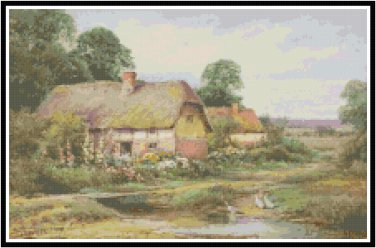 Riverside Cottage Cross Stitch Pattern Chart Graph