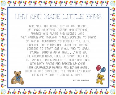 Why God Made Little Boys Cross Stitch Pattern Chart Graph