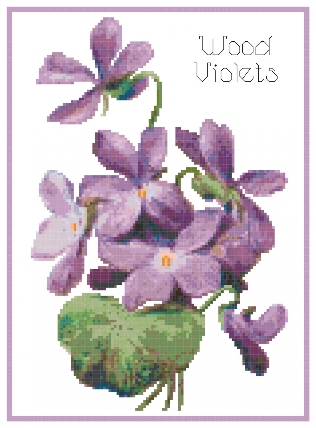 Wood Violets Cross Stitch Pattern Chart Graph