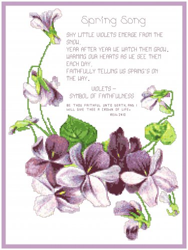 Shy Little Violets with Poem Pattern Chart Graph