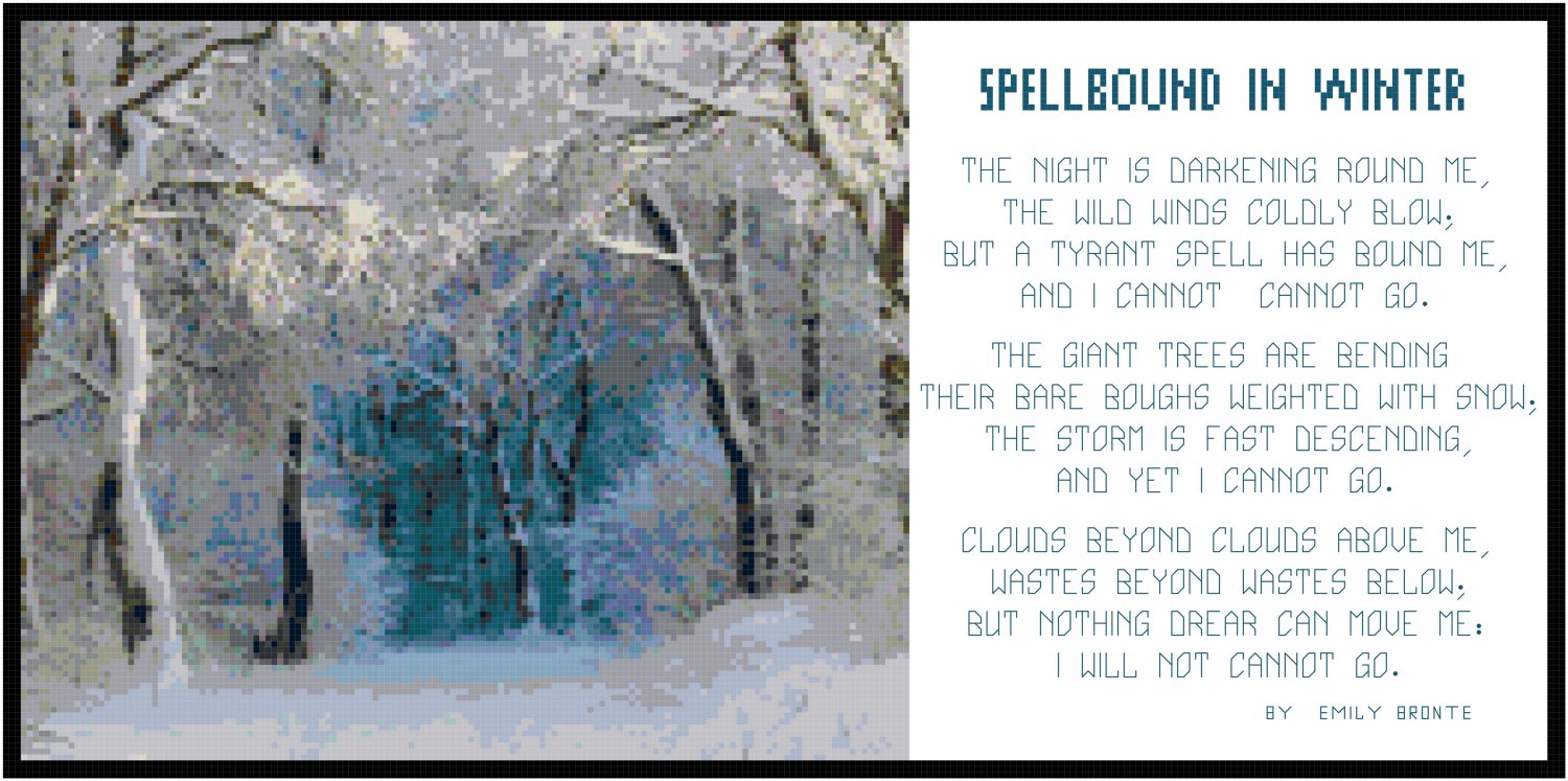 Spellbound In Winter W Poem By Emily Bronte Pattern Chart Graph