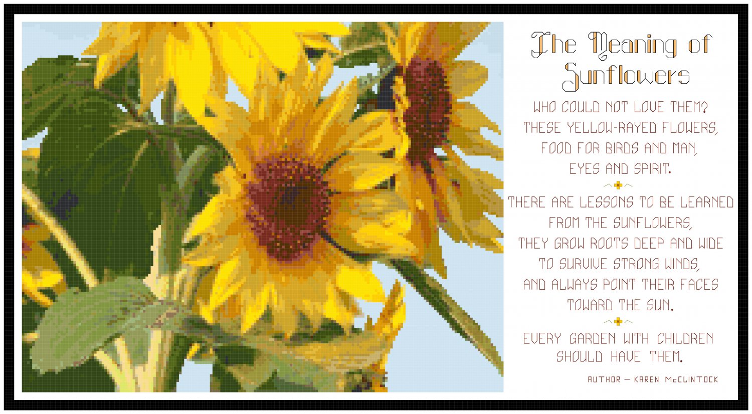 The Meaning of Sunflowers w/poem Pattern Chart Graph