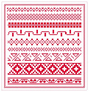 Redwork Dutch c. 1900 Sampler Reproduction Pattern Chart Graph