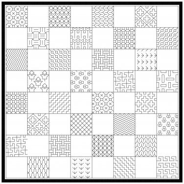 Blackwork Checker Board Sampler Reproduction Pattern Chart Graph