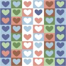 Heart to Heart Seat or Pillow Top X-Stitch or Needlepoint pattern chart graph