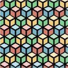 Illuminated Cubes Seat-Pillow Top X-Stitch or Needlepoint pattern chart graph Illuminated Cubes Seat-Pillow Top X-Stitch or Needlepoint pattern chart graph