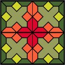 Stained Glass Poppy Seat-Pillow Top X-Stitch or Needlepoint pattern chart graph
