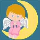 Little Girl Angel - Child's Bed Pillow Top X-Stitch or Needlepoint pattern chart graph