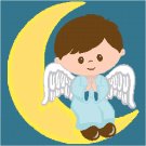 Little Boy Angel - Child's Bed Pillow Top X-Stitch or Needlepoint pattern chart graph