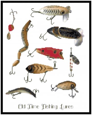 Old-Time Fishing Lures Pattern Chart Graph