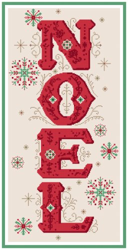 Victorian Noel Banner Vertical Pattern Chart Graph