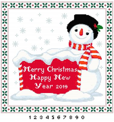 Merry Christmas Snowman Pattern Chart Graph