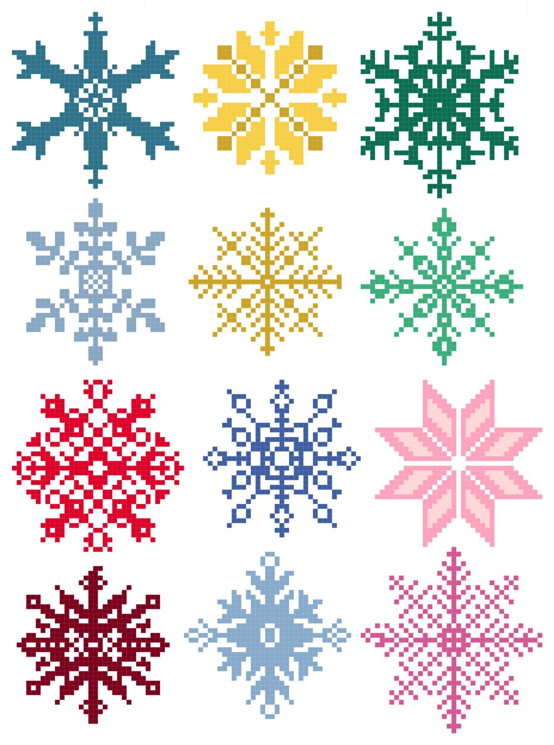 Snowflake Ornament Set quick and easy Pattern Chart Graph