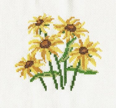 "BLACK-EYED SUSANS" Finished Completed Counted Cross Stitchery