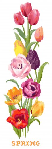 Spring Tulips Banner Cross Stitch Pattern Chart Graph