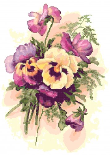 Beautiful Pansies 1 Pattern Chart Graph