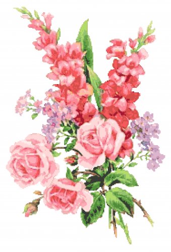 Gladiolus, Roses and Phlox Pattern Chart Graph