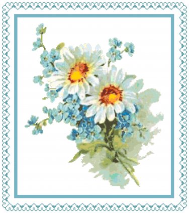 Daisies and Forget-Me-Nots Pattern Chart Graph