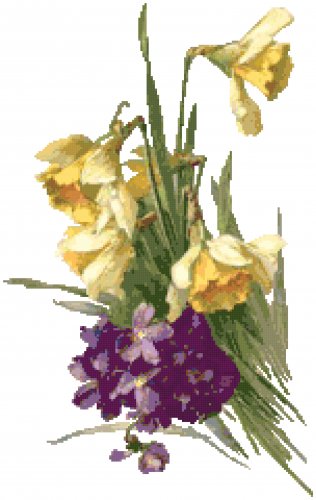 Daffodils and Violets by Catherine Klein Pattern Chart Graph