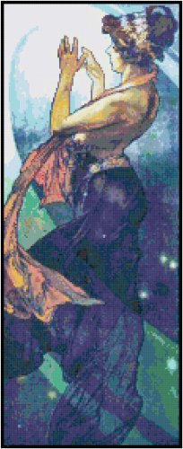 Evening Star by Alphonse Mucha Pattern Chart Graph