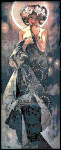 The Moon by Alphonse Mucha Pattern Chart Graph